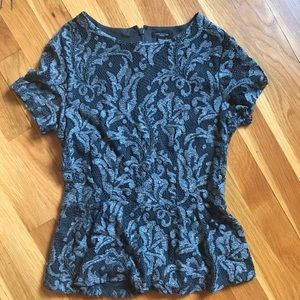 Ann Taylor Lace Peplum Shirt